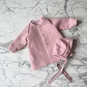 Pink Coat & Bonnet Set 12M